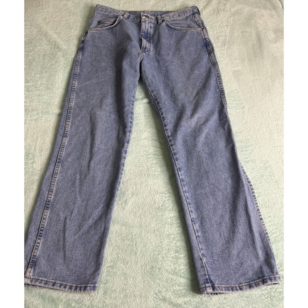 Y2K Wrangler Men's Light Wash Straight Leg Heavyweight Cotton Jeans 34x30